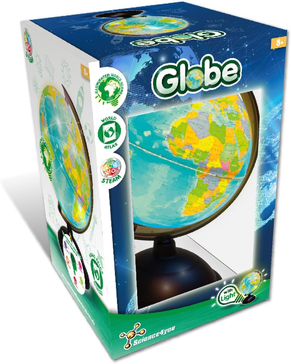 Science4you Globus Beleuchtet für Kinder +8 Jahre - Interaktiver Globus und Kinderatlas: Globus Deko