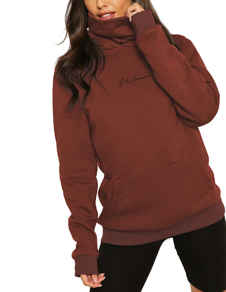TrendiMax Damen Hoodie Kapuzenpullover Langarm Sweatshirt Winter Pullover Hochkragen Sweatjacke Kapu