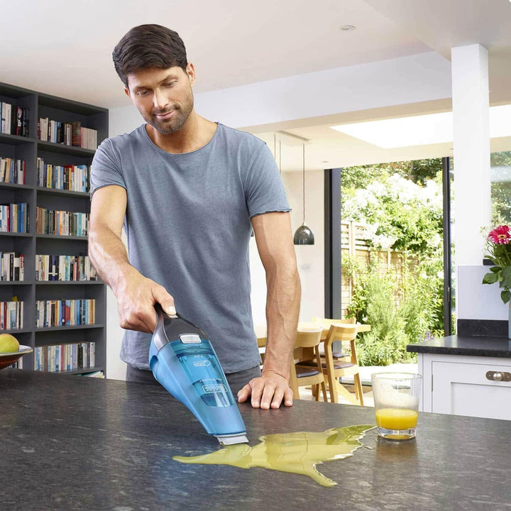 Black+Decker 2-in-1 Nass/Trocken-Handsauger (7.2V, Gummilippe für Nassreinigung aufsteckbar, transpa