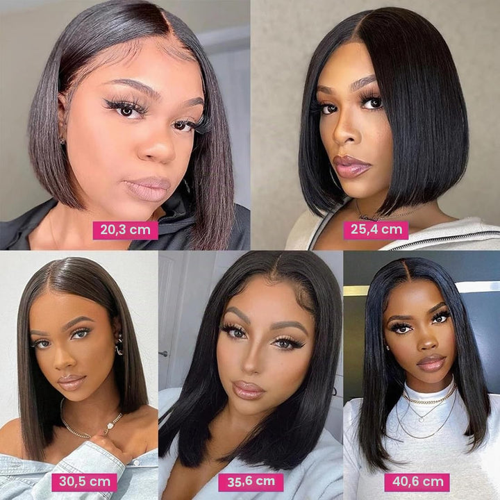 DUAUJUIU Bob Wig Human Hair 13x4 Frontal Lace Wig 14 Inch Bob Lace Front Wig Human Hair 150% Density