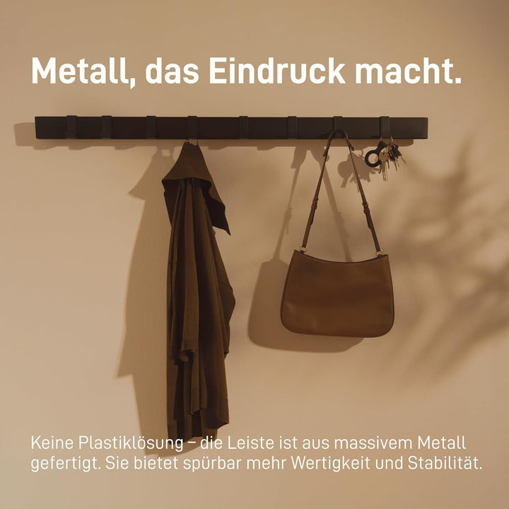 Natural Goods Berlin 1x Hakenleiste SQUARE Garderobenleiste Schwarz Metall 900 x 50 mm - Hakenleiste