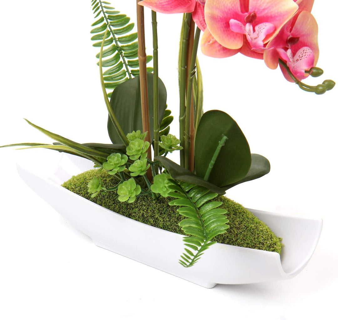 Kunstblume Orchidee Künstlich Phalenopsis Blumen im Kunststofftopf Kunstpflanze für Home Office Hoch