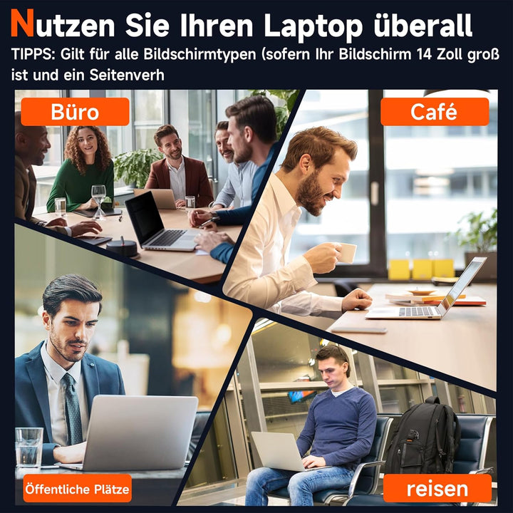 Magnetischer Laptop Blickschutzfolie 13.3 Zoll Seitenverhältnis 16:10, Anti Spy Blaulicht Blendfrei
