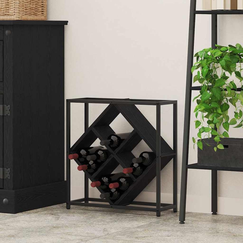 vidaXL Weinregal Schwarz Eichen-Optik 51 x 18 x 52,5 cm Holzwerkstoff, Moderner rechteckiger Weinstä