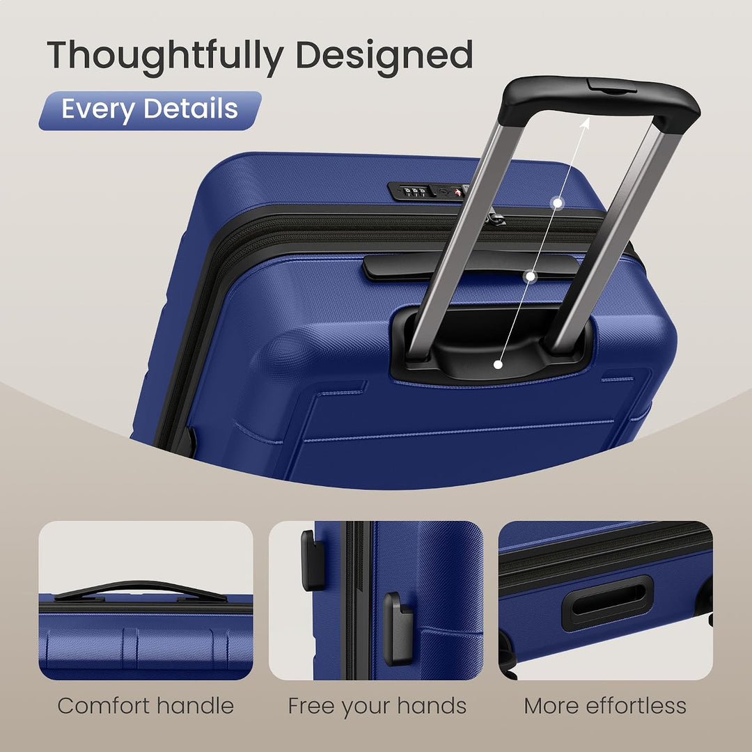 SHOWKOO Kofferset 3 Teilig Hartschale Leicht ABS+PC Erweiterbar Reisekoffer Haltbar Trolley Handgepä