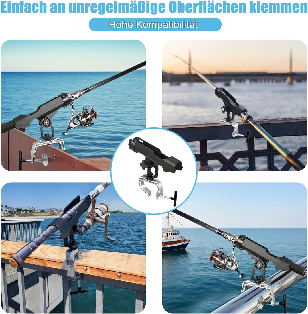 2 Stück Angelrutenhalter für Boote mit U-förmige Klemme, Stabil Einfache Handhabung und leicht Einst