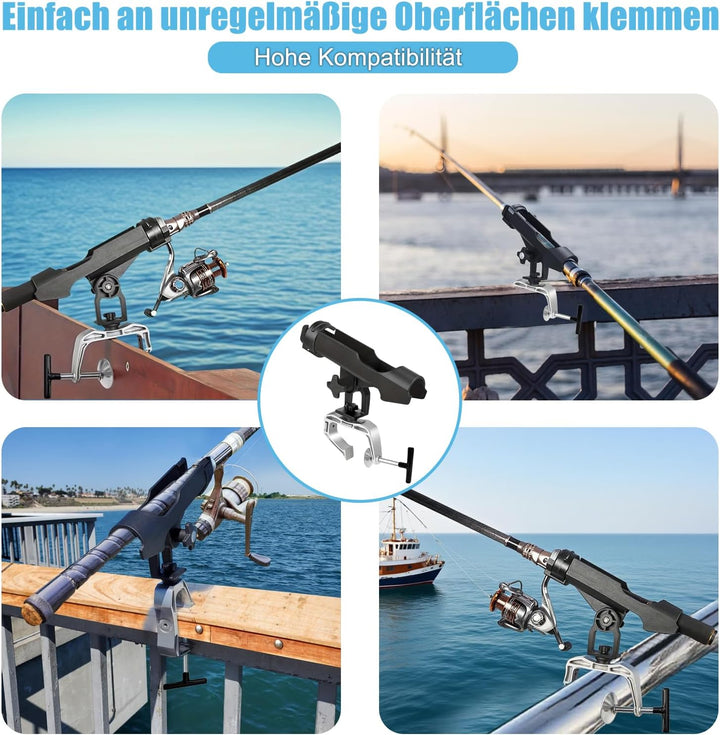 2 Stück Angelrutenhalter für Boote mit U-förmige Klemme, Stabil Einfache Handhabung und leicht Einst