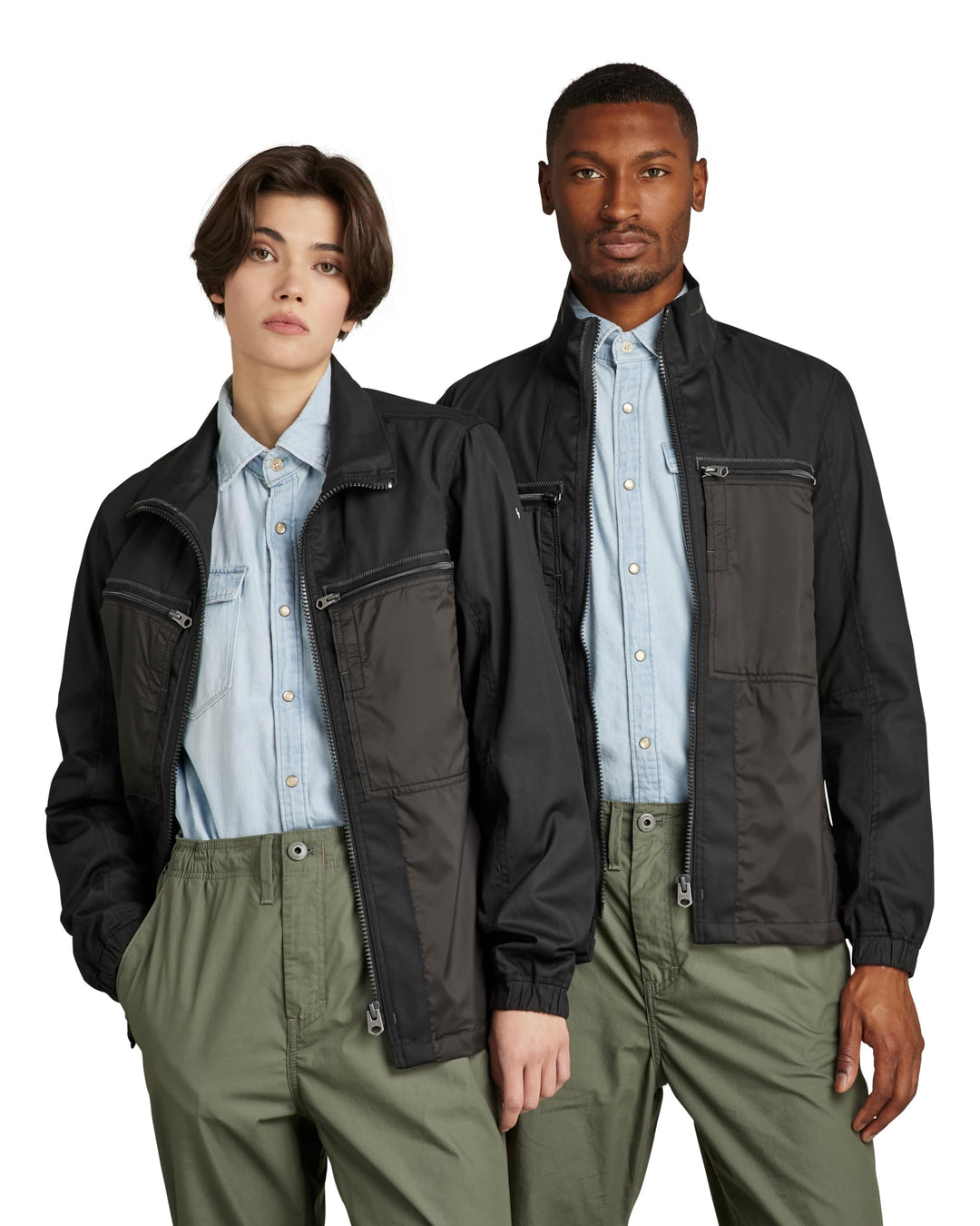 G-STAR RAW Herren Unisex Fabric Mix Overshirts M Schwarz (Dk Black D20160-a790-6484), M Schwarz (Dk
