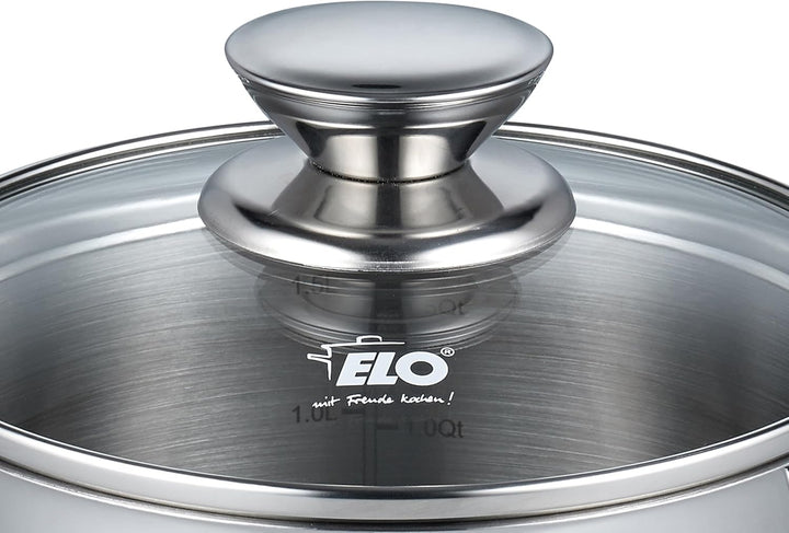 ELO 72555 Fleischtopf 24 cm mit Glasdeckel Serie Galant, Induktion, Edelstahl hochglänzend, mit Lite