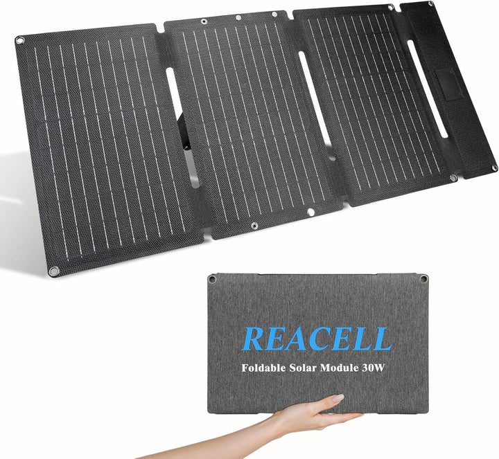 30W Tragbares Solar-Ladegerät mit 2 Ports(USB-C/USB-A), IP65 Wasserdicht, Solarpanel Faltbar Camping