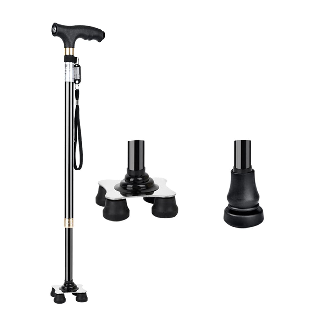 KCareU Anti-Rutsch-Gehstock Walker Spazierstock Aluminiumlegierung Ultraleichter Quadripod-Stock Bla