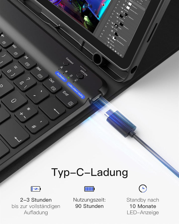 Inateck Hülle Tastatur für Samsung Tablet A9 Plus, Tablet mit Tastatur für Galaxy Tab A9+ 11 Zoll 20