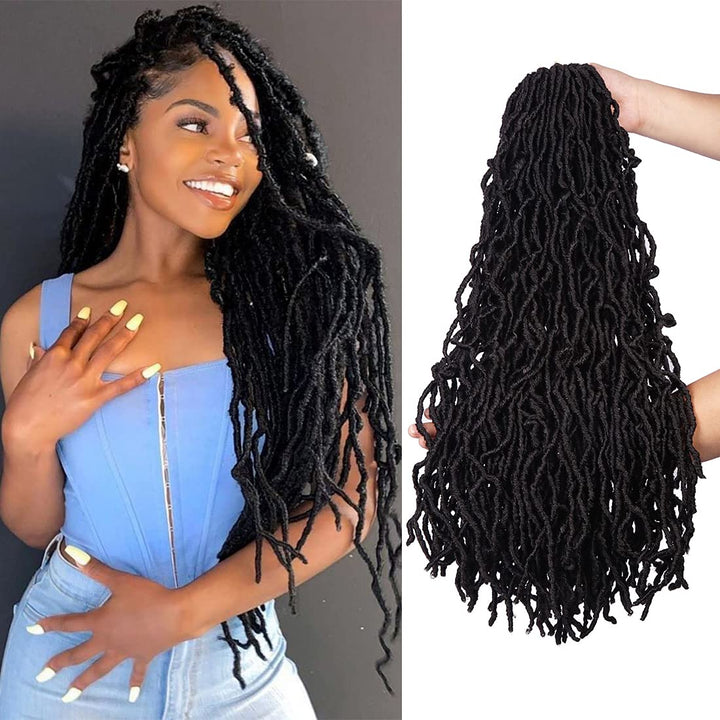 Beyond Beauty 6 Packungen 24Zoll vorgeschlungene Nu Faux Locs Häkelhaar, weiche Dreadlocks, Flechtha