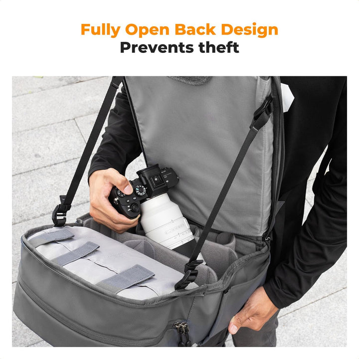 K&F CONCEPT Kamerarucksäcke 20L, Grosse Camera Backpack 15,6 Zoll Laptopfach, Spritzwassergeschutzt