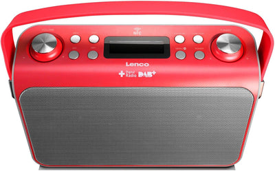 Lenco Lucille Retro Radio mit Bluetooth (5Watt RMS, UKW und DAB+, NFC Pairing, USB-Lader) rot