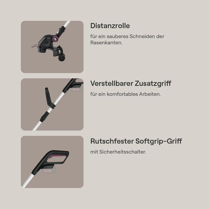 Gomag Akku-Rasentrimmer GO-RT300 | Schnittbreite 300 mm | 90° drehbarer Motorkopf | teleskopierbare