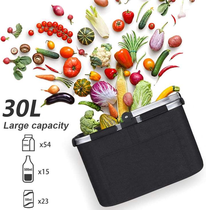 Pynhoklm®30L Einkaufskorb 2pcs Erschwinglich Picknickkorb Einkaufstasche Tragekorb mit Aluminiumgrif