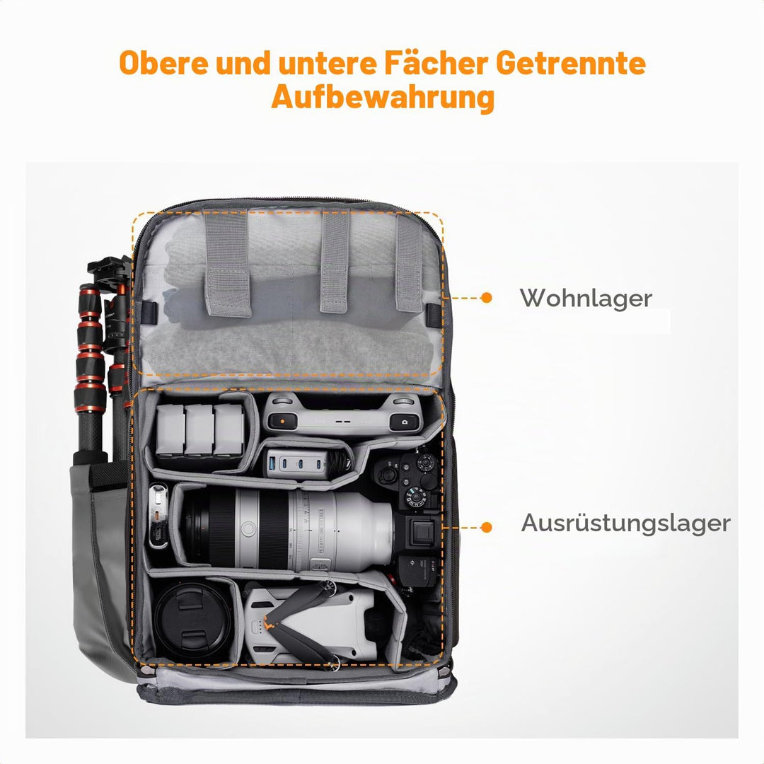 K&amp;F CONCEPT Kamerarucksäcke 20L, Grosse Camera Backpack 15,6 Zoll Laptopfach, Spritzwassergeschutzt