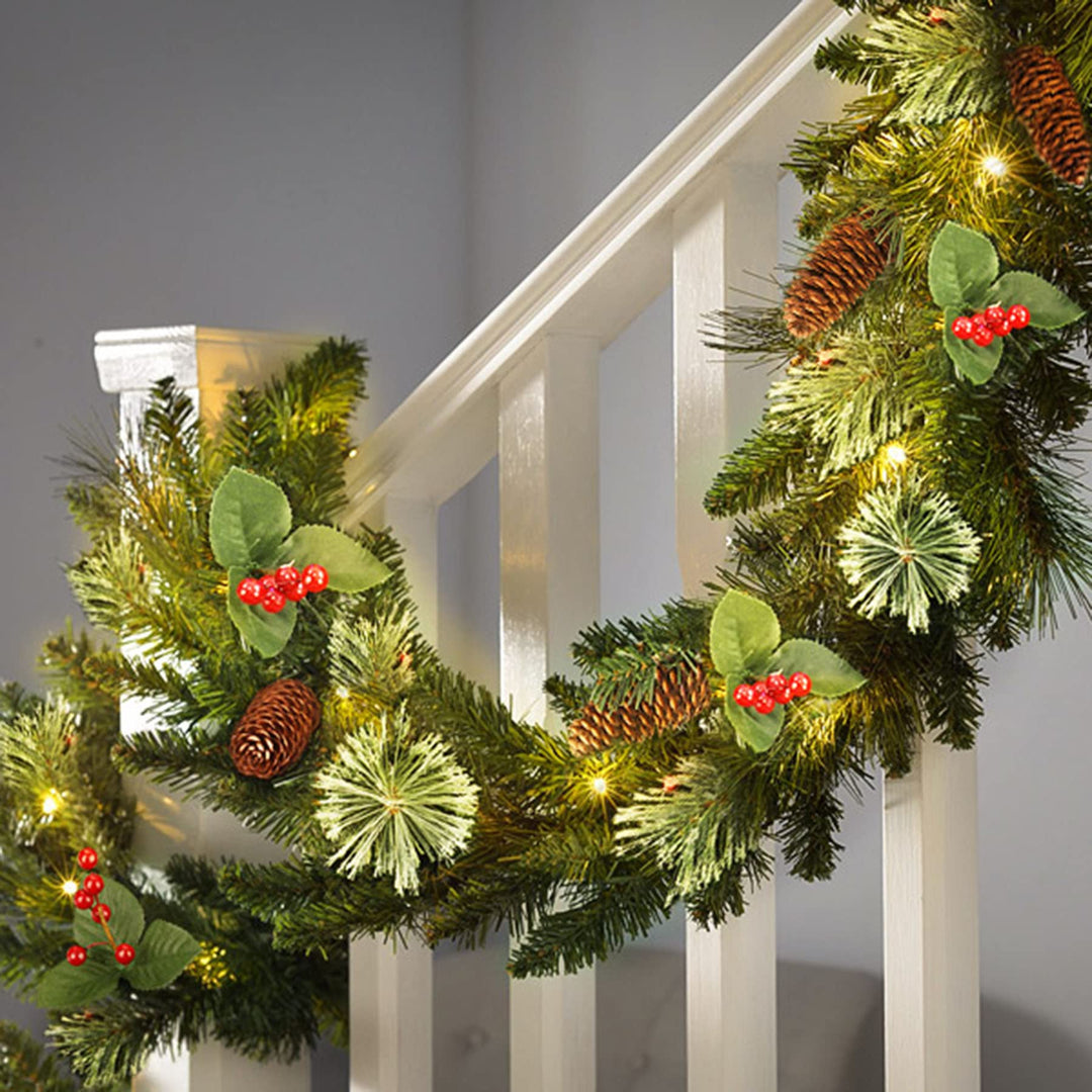 SHareconn 9FT (2.7M) Vorbeleuchteter künstlicher Weihnachtsgirlande, Mit warmweisser und mehrfarbige