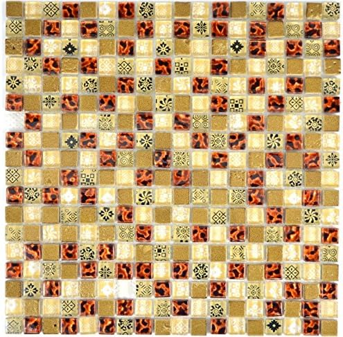 Mosaik Fliese Transluzent beige Glasmosaik Crystal Resin Optik beige rot für WAND WC KÜCHE FLIESENSP