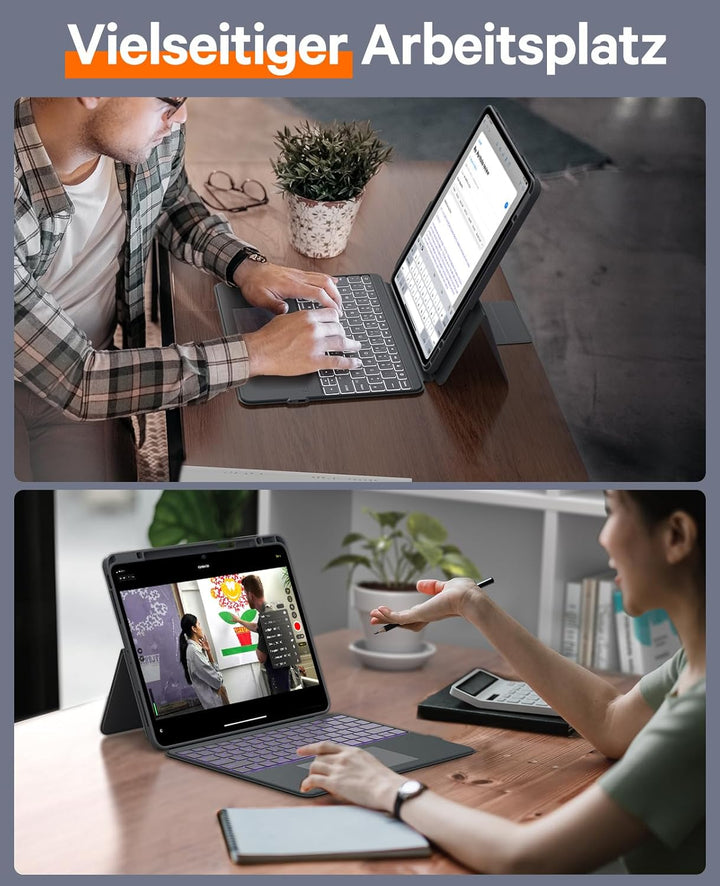 CHESONA für iPad Air 13 Zoll Hülle mit Tastatur, BackStand Rugged für iPad Pro 12.9 Tastatur mit Tou