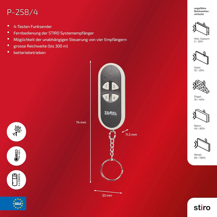 ETERO Funkschalter Set mit Sender, 4-Kanal, RWS-211C/N & Zamel P- 258/4 Fernbedienung Bundle mit Fer