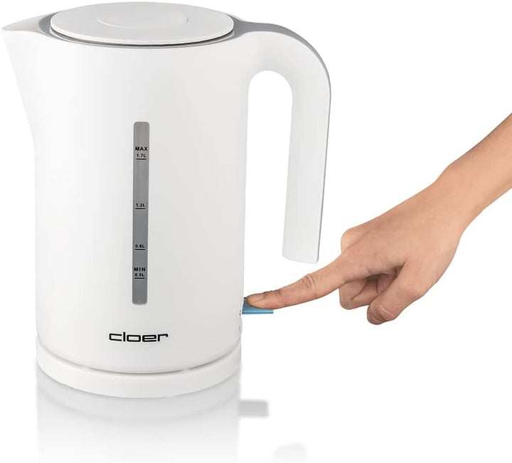 Cloer 4111 Wasserkocher, 2200 W, grosse Wasserstandsanzeige, Trockengeh- und Überhitzungsschutz, 1,7