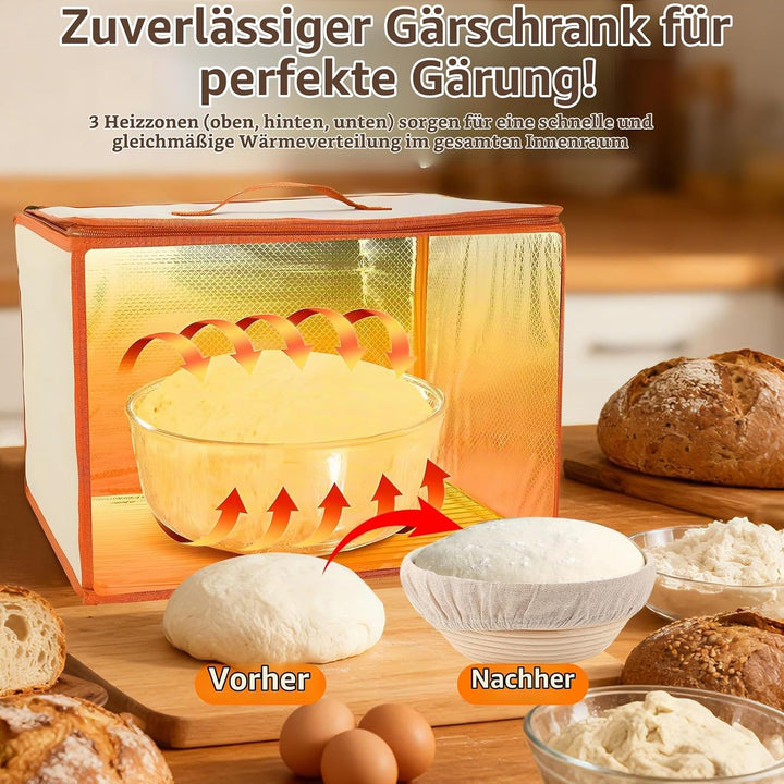 Brot Gärbox Sauerteig, Faltbare Gärbox mit Dreiseitige Oberflächen Heizung Temperaturregelung von 10