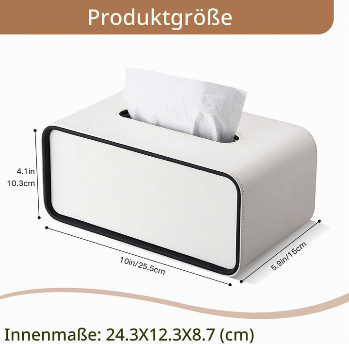 GORESE Taschentuchbox,Leder Rechteckige Kosmetiktücherbox Papiertaschentuchhalter Taschentuchspender