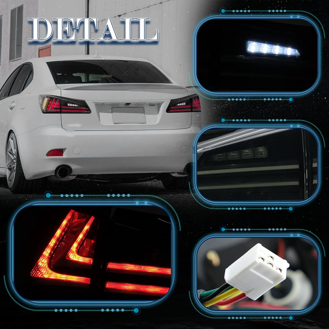 VLAND Rücklichter Kompatibel für Lexus IS250 IS350 2006-2012 Rücklichter mit Blinker. Geraucht Geräu