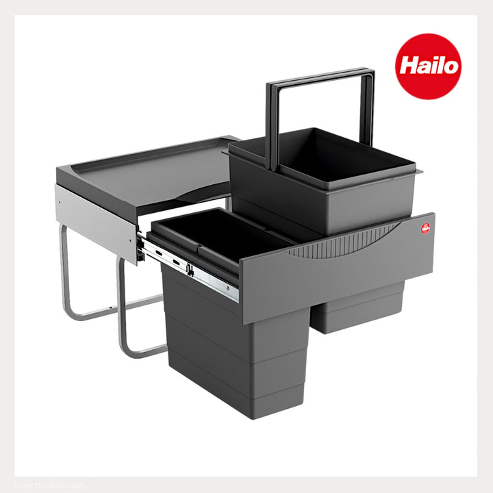 Hailo Abfallsammler 3644901 | 2fach Raumspar Tandem | 18 + 12L Inneneimer | ab 50 cm breiten Untersc