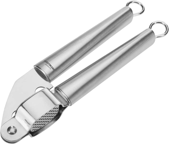 Westmark Knoblauchpresse mit herausnehmbarem Gittereinsatz, Länge: 20 cm, Rostfreier Edelstahl, Glor