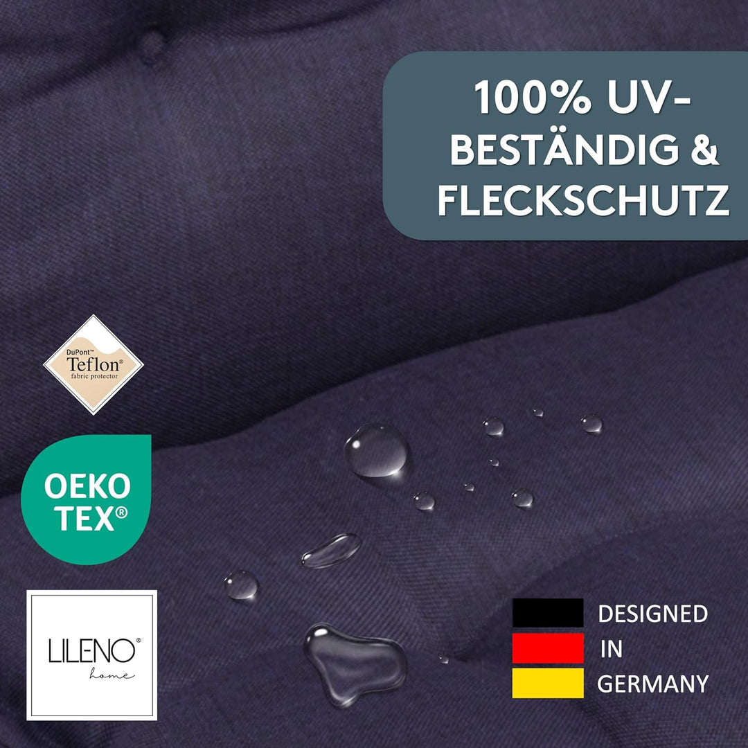 LILENO HOME Gartenstuhl Auflagen als [2er Set - Niedriglehner] in Dunkelblau - Bequeme Liegen als Si