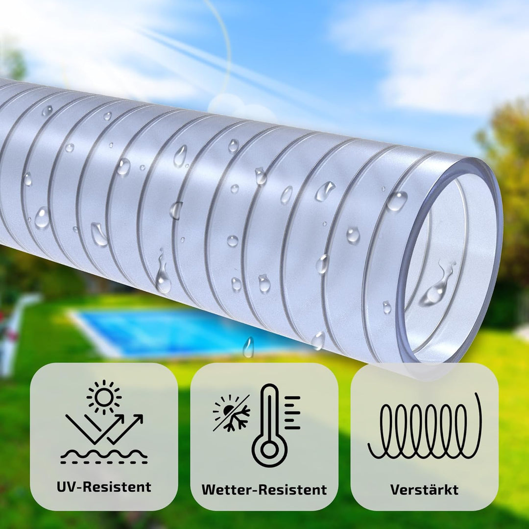 Saugschlauch *TRANSPARENT Klar Spiralschlauch Förderschlauch Pumpen Druckschlauch - METERWARE (50 mm