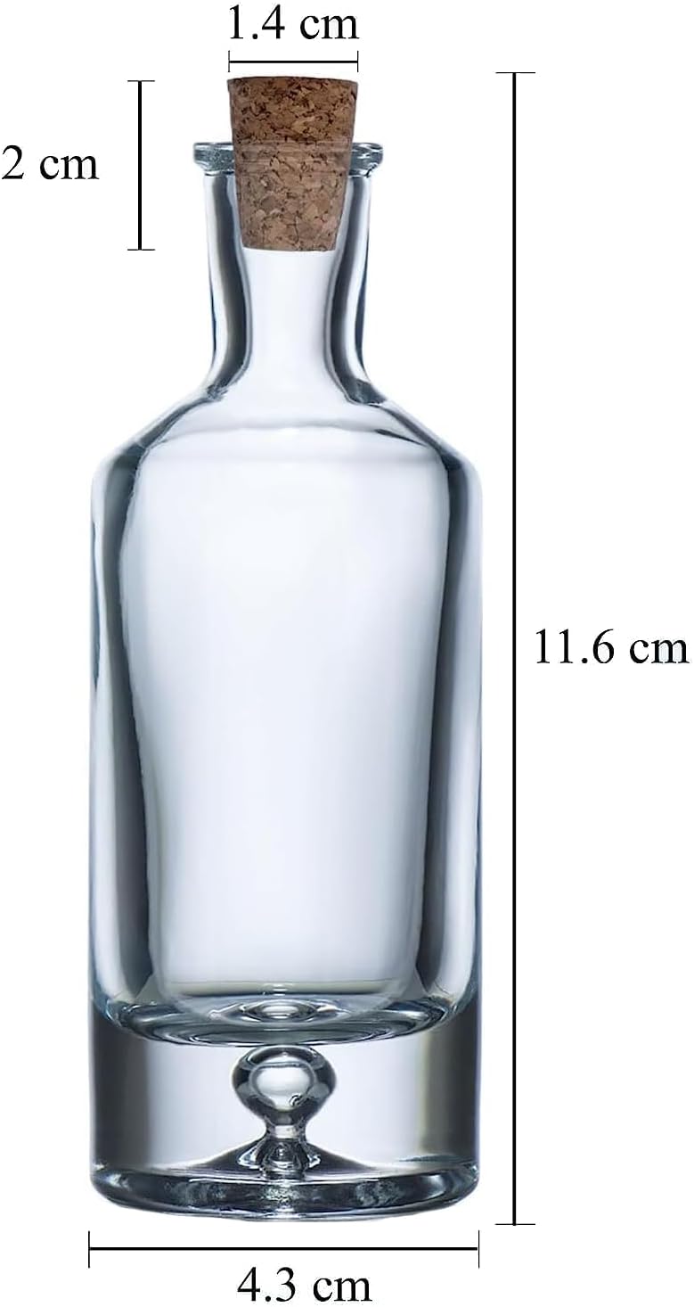 NOVANETUS DROP 9 Stück x Kleine Flaschen mit Korken und Tropfen im Boden - 50ml, Glas Flaschen zur A