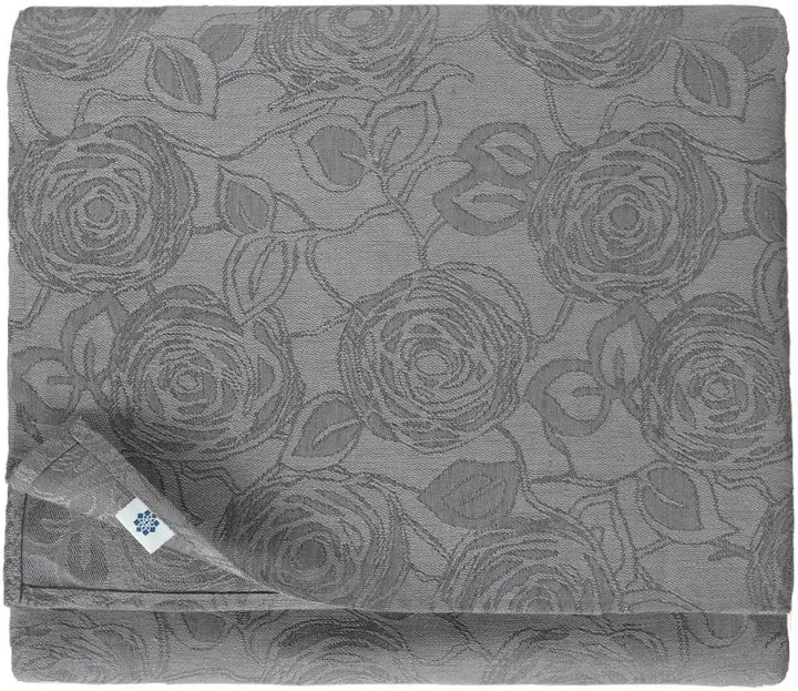 Linen & Cotton Jacquard Tischdecke Tischtuch Tischwäsche Roseus Damast Muster - 100% Leinen, Grau (1