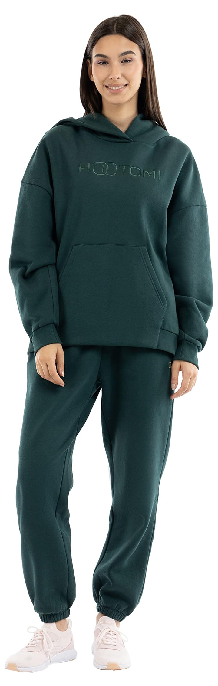 Hootomi Damen Kapuzenpullover, Übergrösse Hooded Sweatshirt XL Dunkelgrün, XL Dunkelgrün