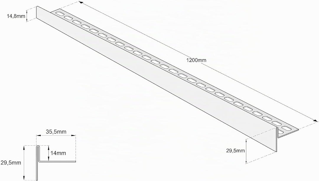 Aquabad Edelstahl Gefälleprofil Clive für begehbare Dusche 120cm, linksversion, Kantenhöhe 14mm 120c