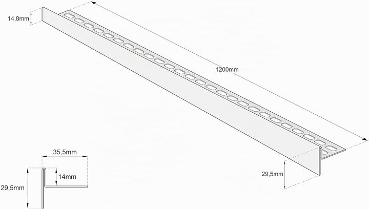 Aquabad Edelstahl Gefälleprofil Clive für begehbare Dusche 120cm, linksversion, Kantenhöhe 14mm 120c