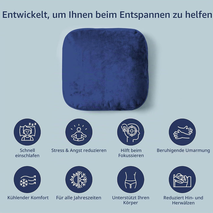 ODOXIA Gewichtskissen für Erwachsene 2.7 KG | 30 * 30 cm | Schlaf Besser &amp; finde Ruhe | Weighted Bod