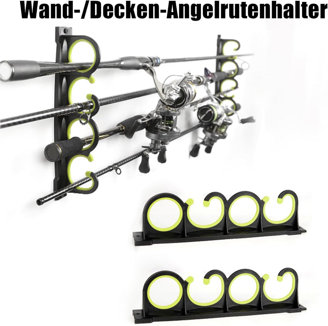 Angelrutenhalter Wand,2 Paare Horizontale Angelruten-Rutenhalter für 8 Ruten für Garage, Wand oder D