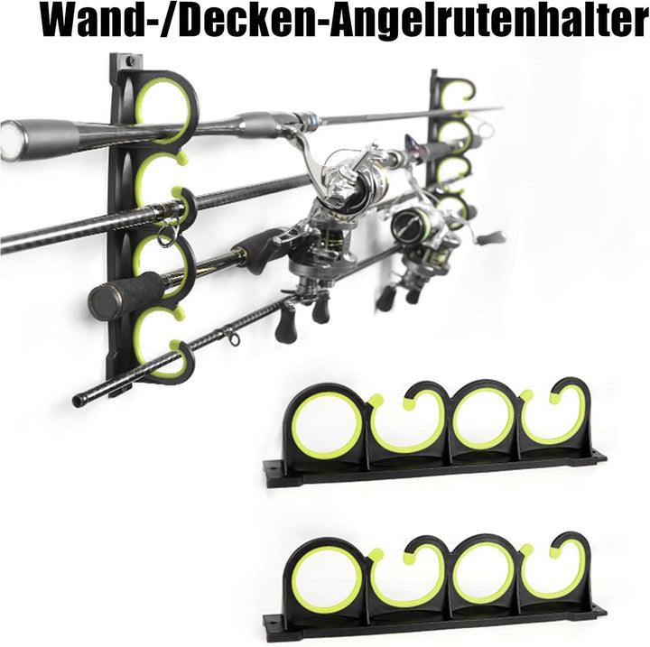 Angelrutenhalter Wand,2 Paare Horizontale Angelruten-Rutenhalter für 8 Ruten für Garage, Wand oder D