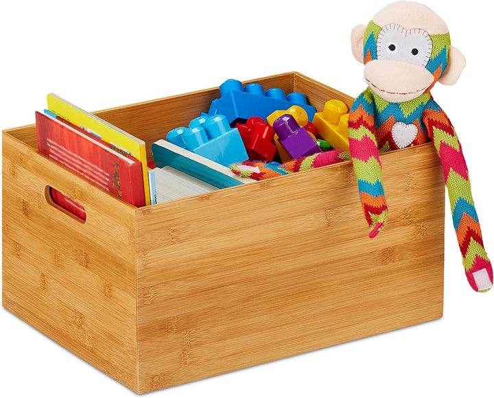 Relaxdays Aufbewahrungskiste Bambus, stabil, offen, Ordnungsbox ohne Deckel, HBT: 21 x 40 x 30 cm, B
