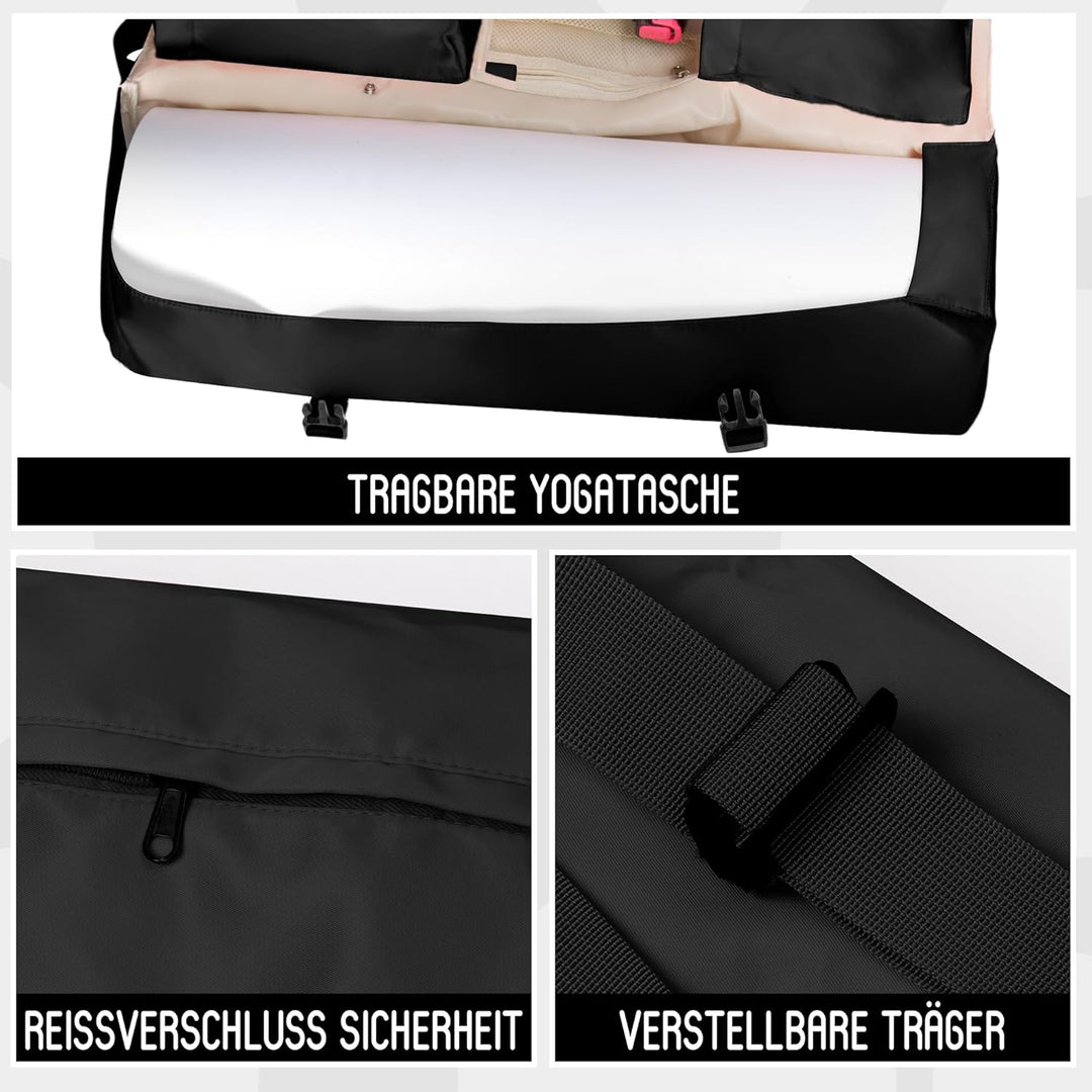Wasserdichte Yogatasche für Damen mit Nassfach Flaschenhalter Durchgehendem Verstellbarer Schultergu