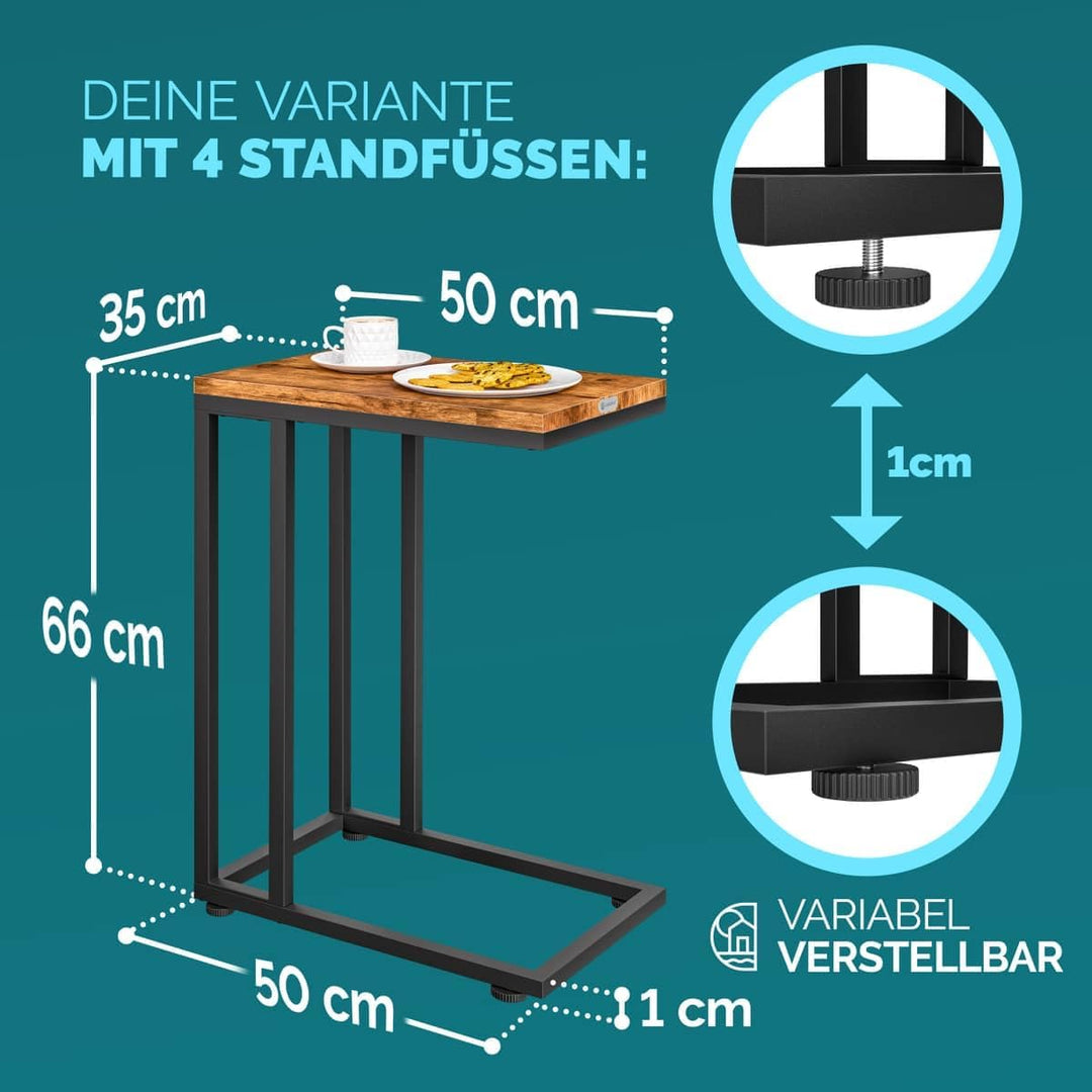Casaria® 2X Beistelltisch mit Rollen 50x35x70cm C Form Holz Metall 40kg Belastbarkeit Wohnzimmer Sch