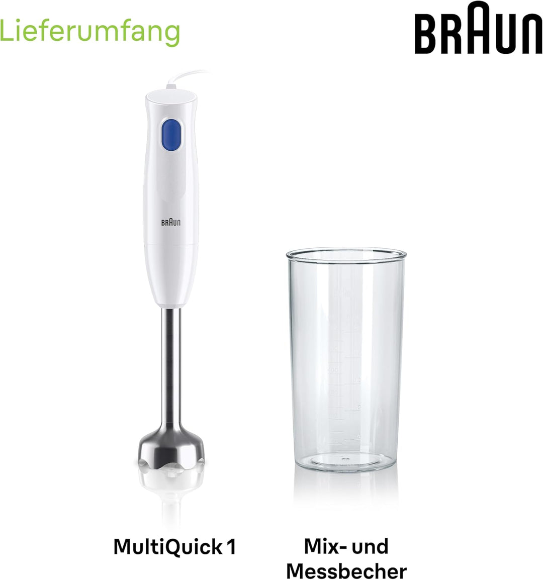 Braun Stabmixer MQ10.001M MultiQuick 1 - Extra Leichter Pürierstab mit Edelstahl-Mixfuss und EasyTwi