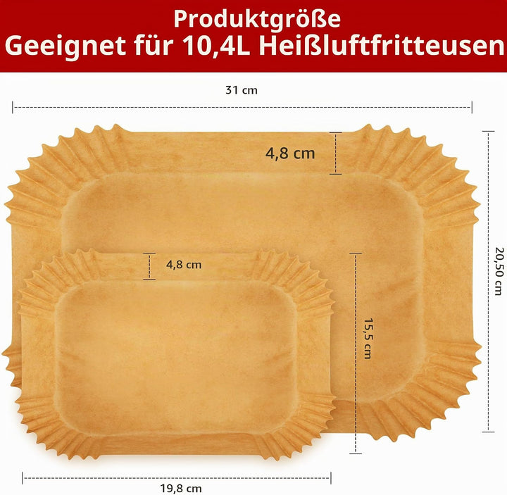 180 Stück Backpapier für Heissluftfritteuse für Ninja AF500EU AF500EUCP, Cecotec 9000,5.2L/10.4 Airf