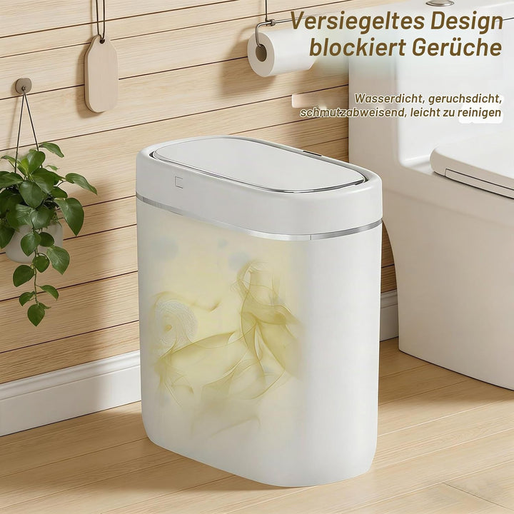 Sensor Mülleimer 9L, Badezimmer Mülleimer mit Deckel, Wasserdichter MülleimerSmart mit Soft Close De