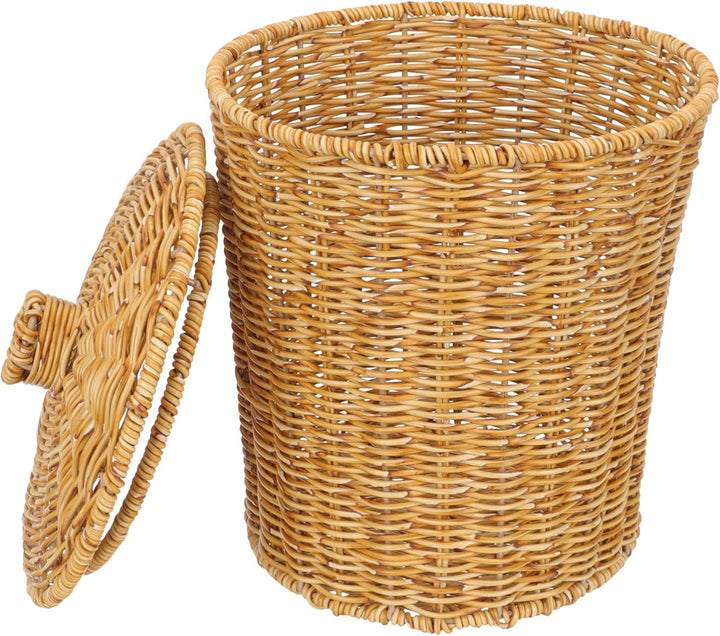 BESPORTBLE Geflochten Korb Aus Strohgeflecht Müllkorb Aus Weide Blumenkorb Aus Rattan Runder Papierk
