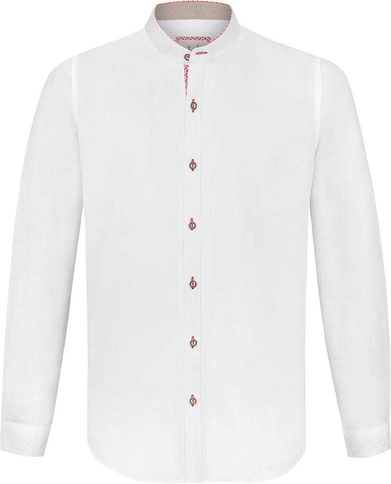 Stockerpoint Herren Raffa Trachtenhemd S Weiss Rot, S Weiss Rot